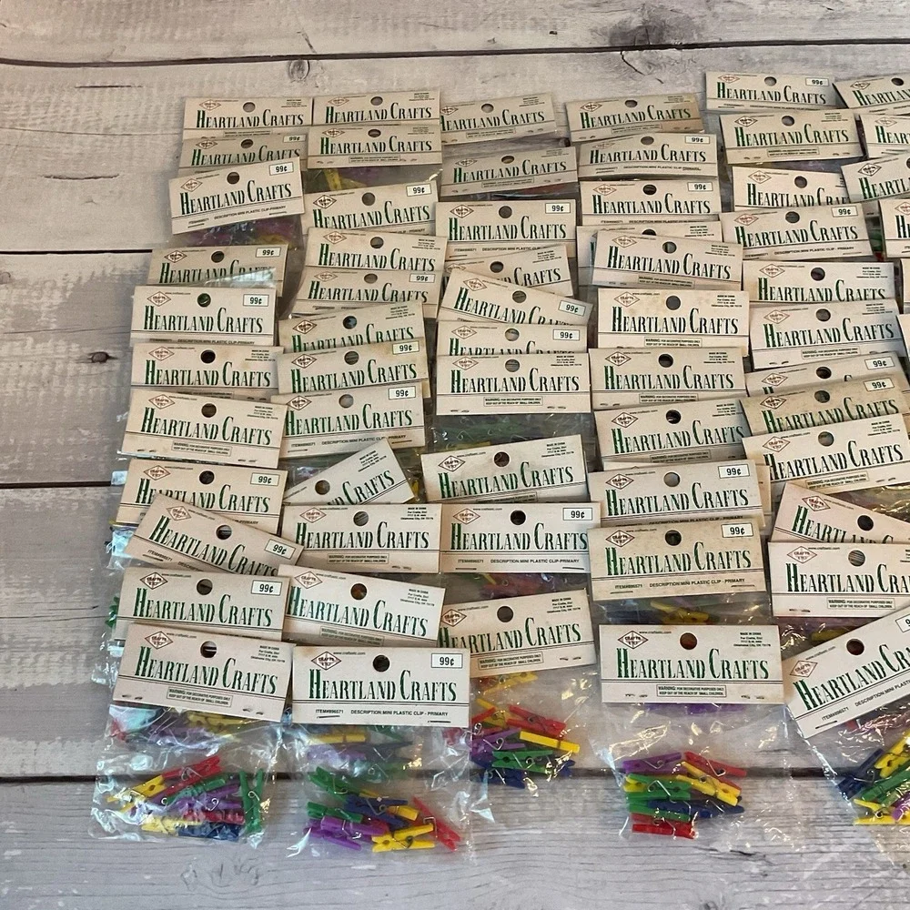 Heartland Crafts Mini Clothes Pins 80+ Packs 10 Ct Bright Primary Colors Plastic
